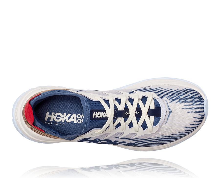 Tenis Hoka One One Feminino Branco/Azuis - Carbon X-Spe - 073-IKXNDR